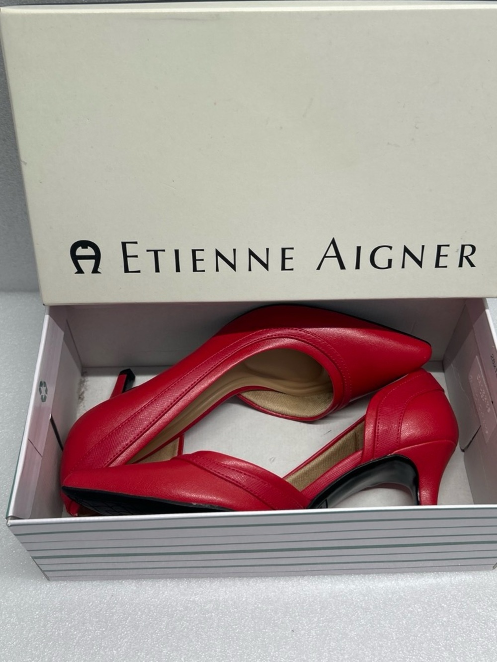Etienne Aigner Red Leather Pointed-Toe Pumps